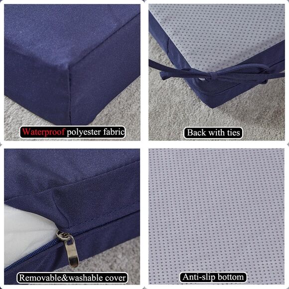 2 18 x 18 Inch Outdoor Chair Cushions for Patio Furniture UV Resistant Non Slip - Picture 2 of 2